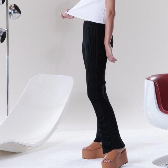 Simon Miller Rib Black Welton Ribbed Flare Pull on Pant Size S - Picture 2 of 12